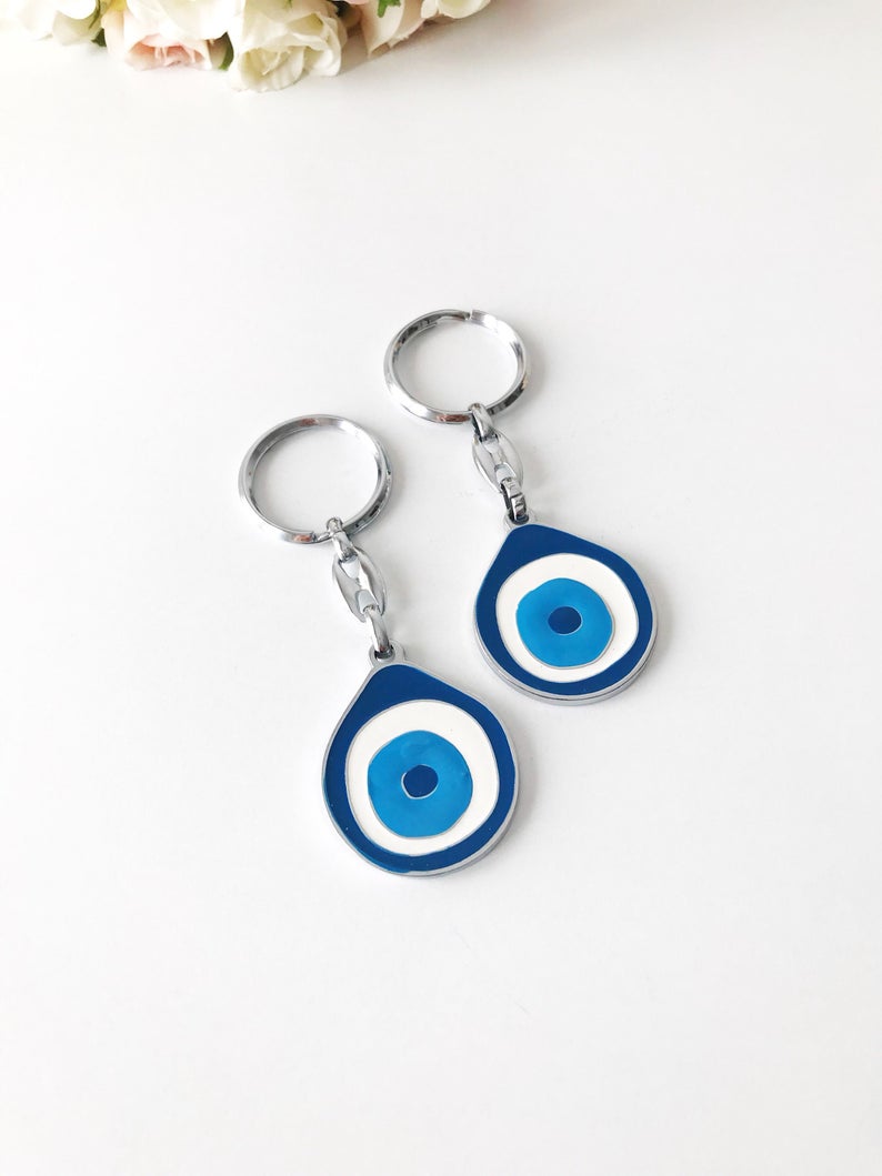 Evil eye metal keychain