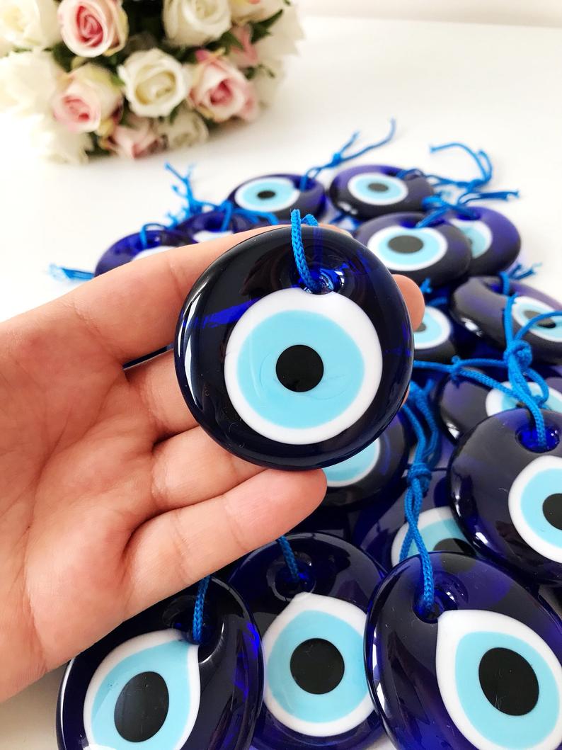 Blue Evil Eye Beads, 5.5cm, Evil Eye Charm, 10 pcs