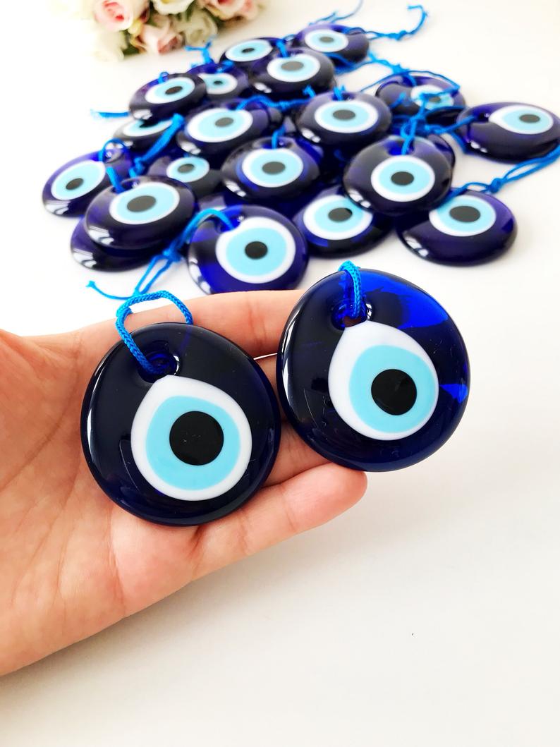 Blue Evil Eye Beads, 5.5cm, Evil Eye Charm, 10 pcs