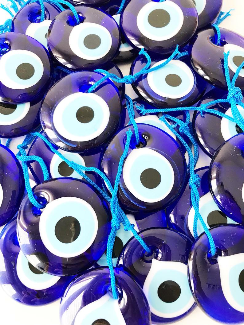 Blue Evil Eye Beads, 5.5cm, Evil Eye Charm, 10 pcs