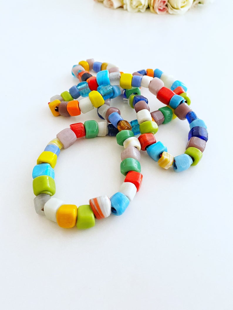 Handmade Murano Glass Beads, Glass Cube Beads, Assorted Glass Beads