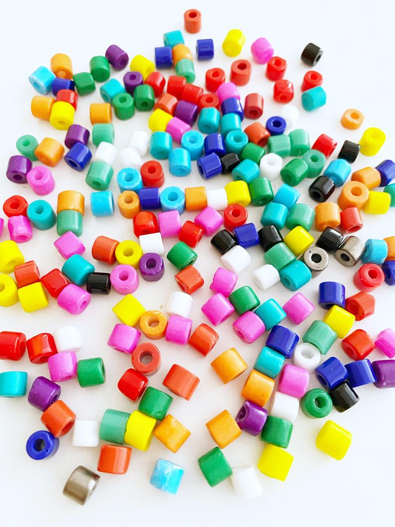 Handmade Murano Glass Cylinder Beads, Assorted Color Beads, Murano