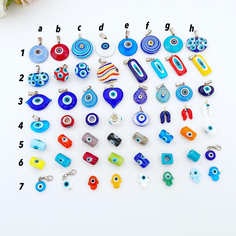 Murano Evil Eye Bead, Glass Murano Pendant, Evil Eye Necklace
