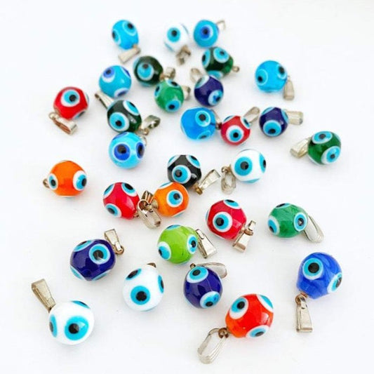 Murano Glass Evil Eye Pendant, 3 pcs, Evil Eye Bead Charm, Turkish