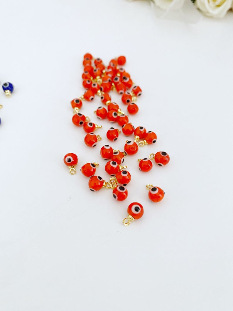 1 to 5 pcs, Tiny Glass Evil Eye Beads, Evil Eye Jewelry DIY Supply,