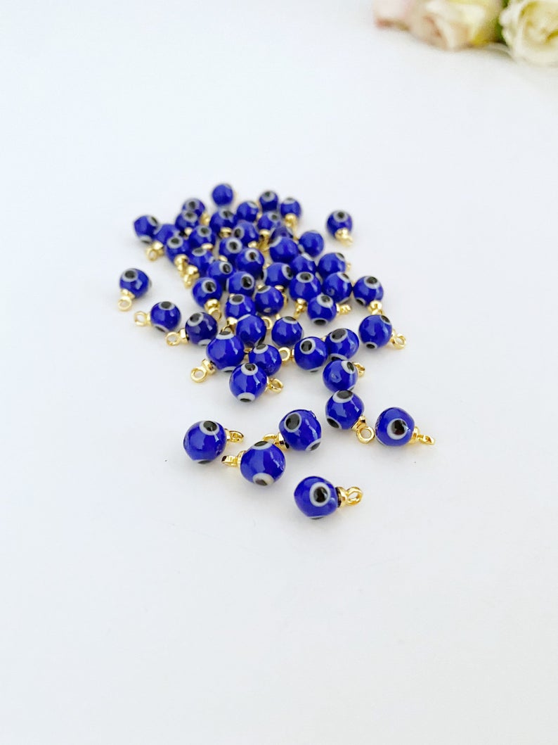 1 to 5 pcs, Tiny Glass Evil Eye Beads, Evil Eye Jewelry DIY Supply,