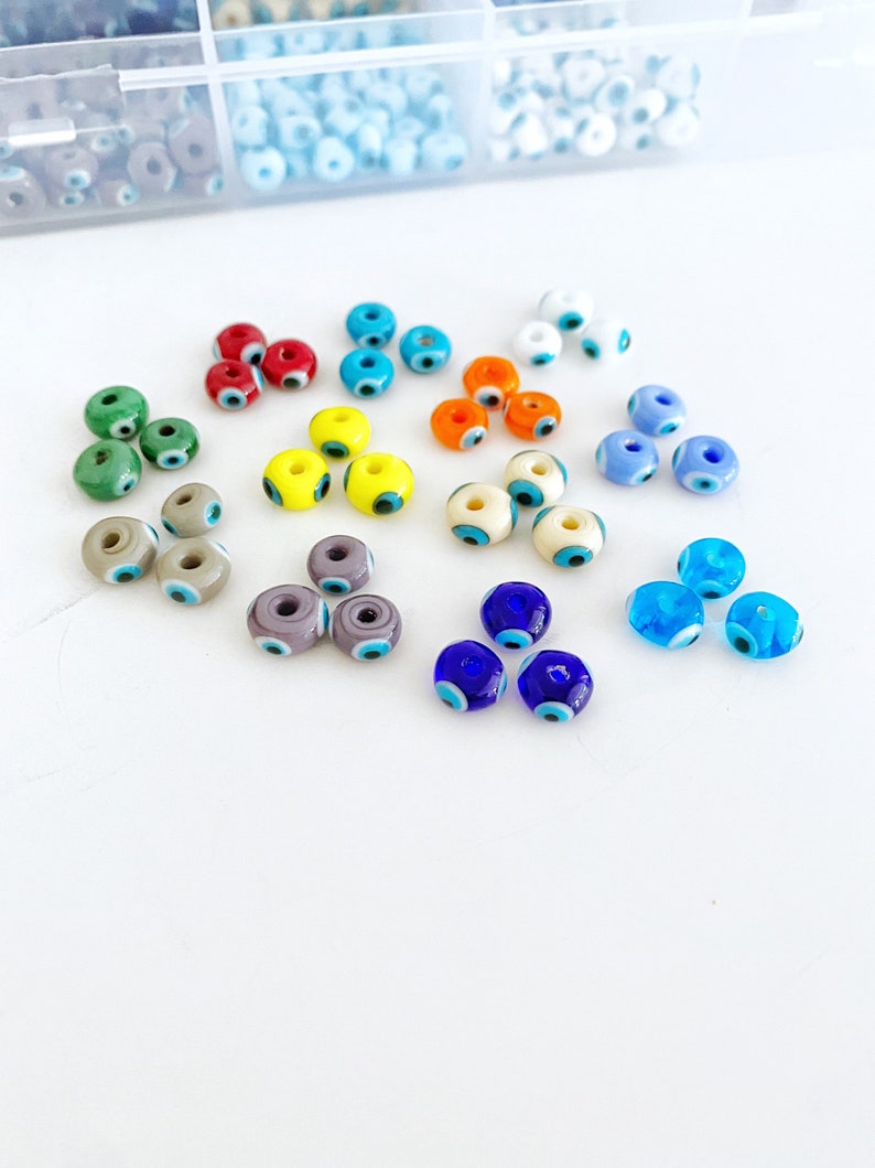 Evil Eye Glass Murano Beads, 8mm Handmade Pandora Beads, 3pcs
