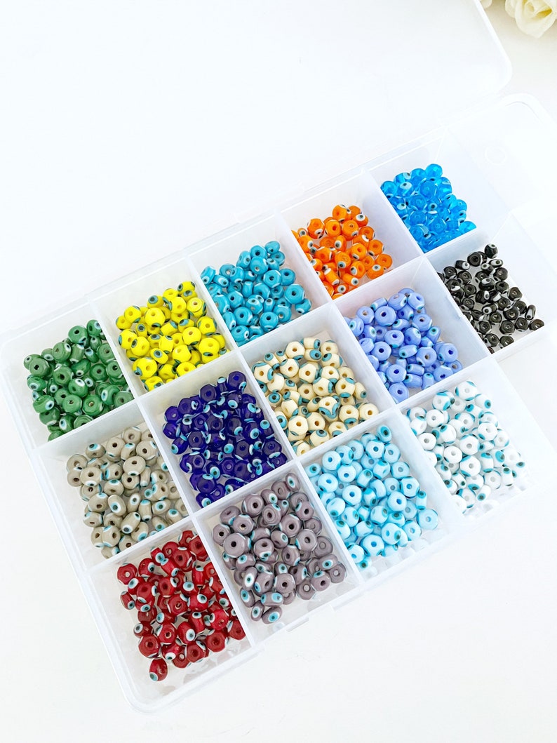 Evil Eye Glass Murano Beads, 8mm Handmade Pandora Beads, 3pcs