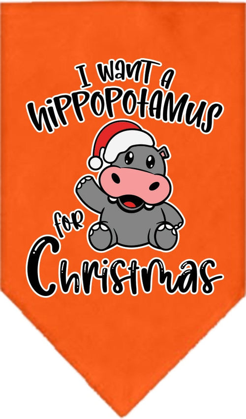 Christmas Pet and Dog Bandana Screen Printed, "I Want A Hippopotamus