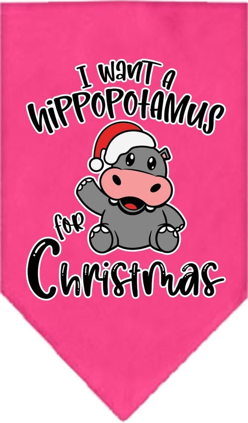 Christmas Pet and Dog Bandana Screen Printed, "I Want A Hippopotamus