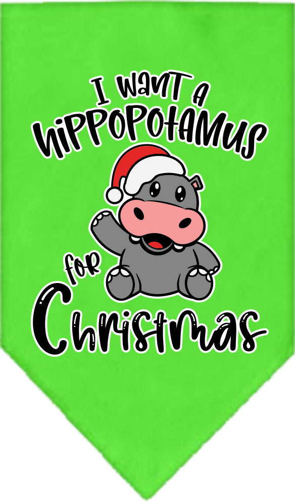 Christmas Pet and Dog Bandana Screen Printed, "I Want A Hippopotamus