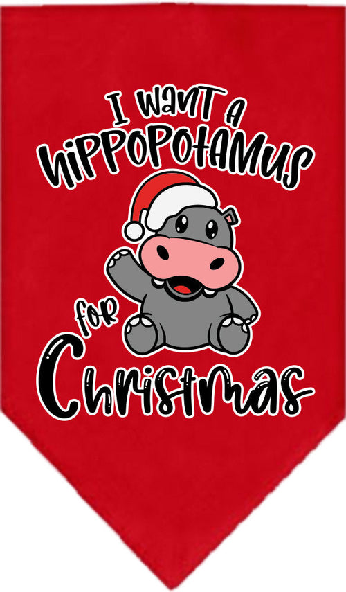 Christmas Pet and Dog Bandana Screen Printed, "I Want A Hippopotamus