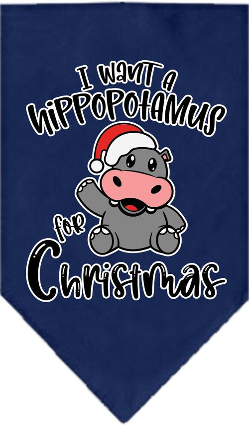 Christmas Pet and Dog Bandana Screen Printed, "I Want A Hippopotamus