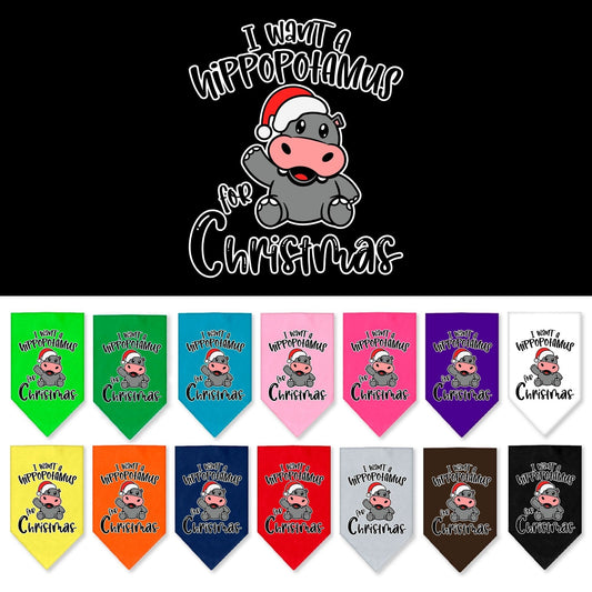 Christmas Pet and Dog Bandana Screen Printed, "I Want A Hippopotamus