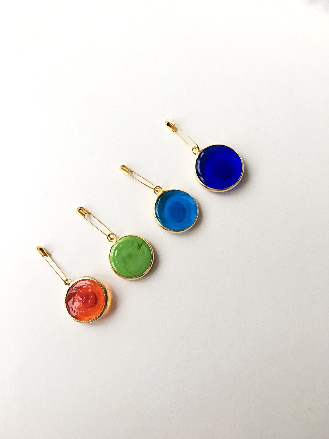 28mm Lucky evil eye safety pin, protection for baby, gold plated evil
