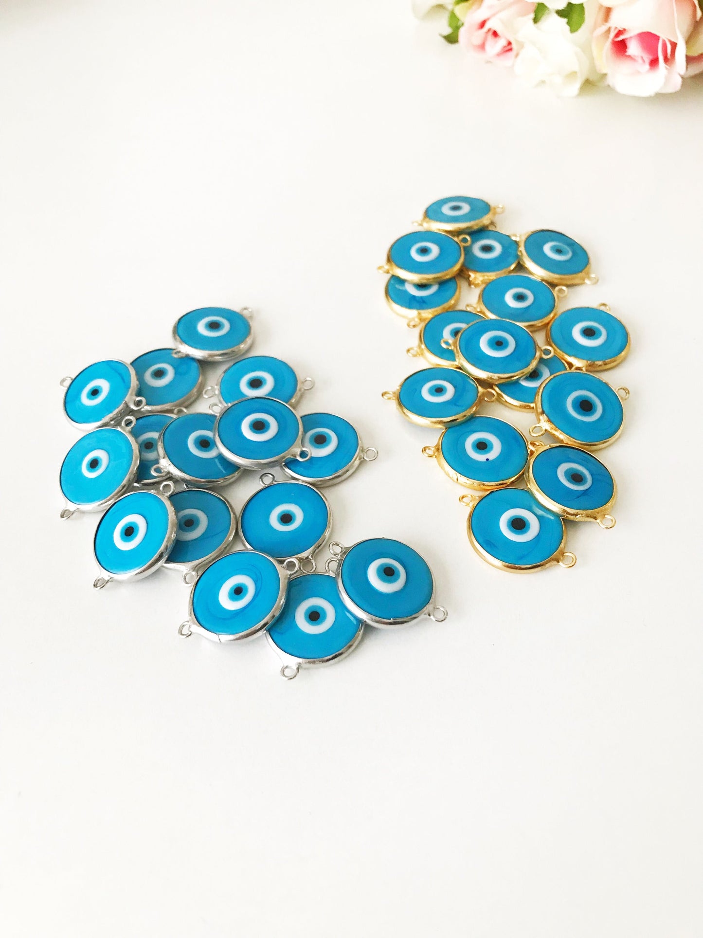 Murano evil eye connector bead