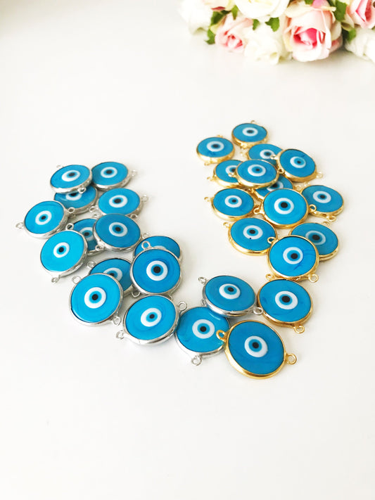 Murano evil eye connector bead
