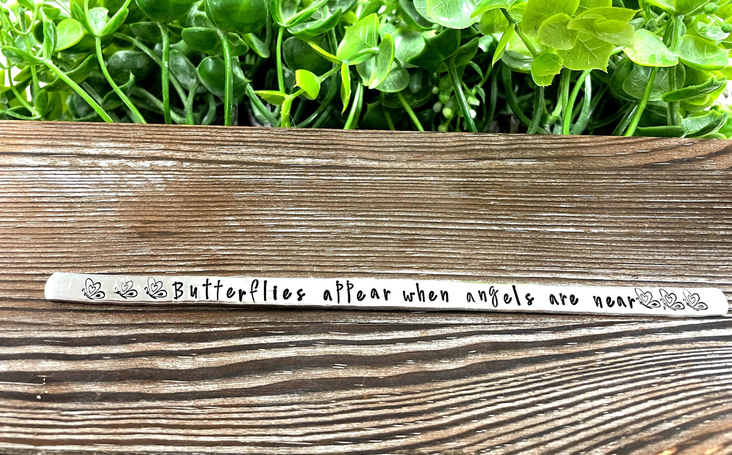 Butterflies Appear when Angels are Near Hand Stamped Cuff Bracelet