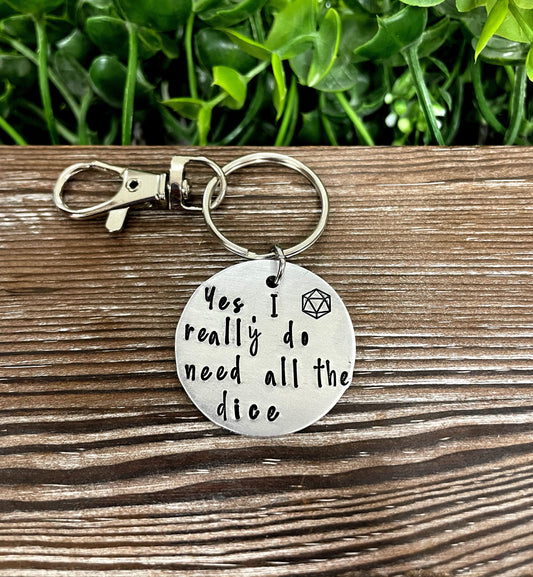 Dice Collector Hoarder Chance Gamer Dice Themed Hand Stamped Key Chain