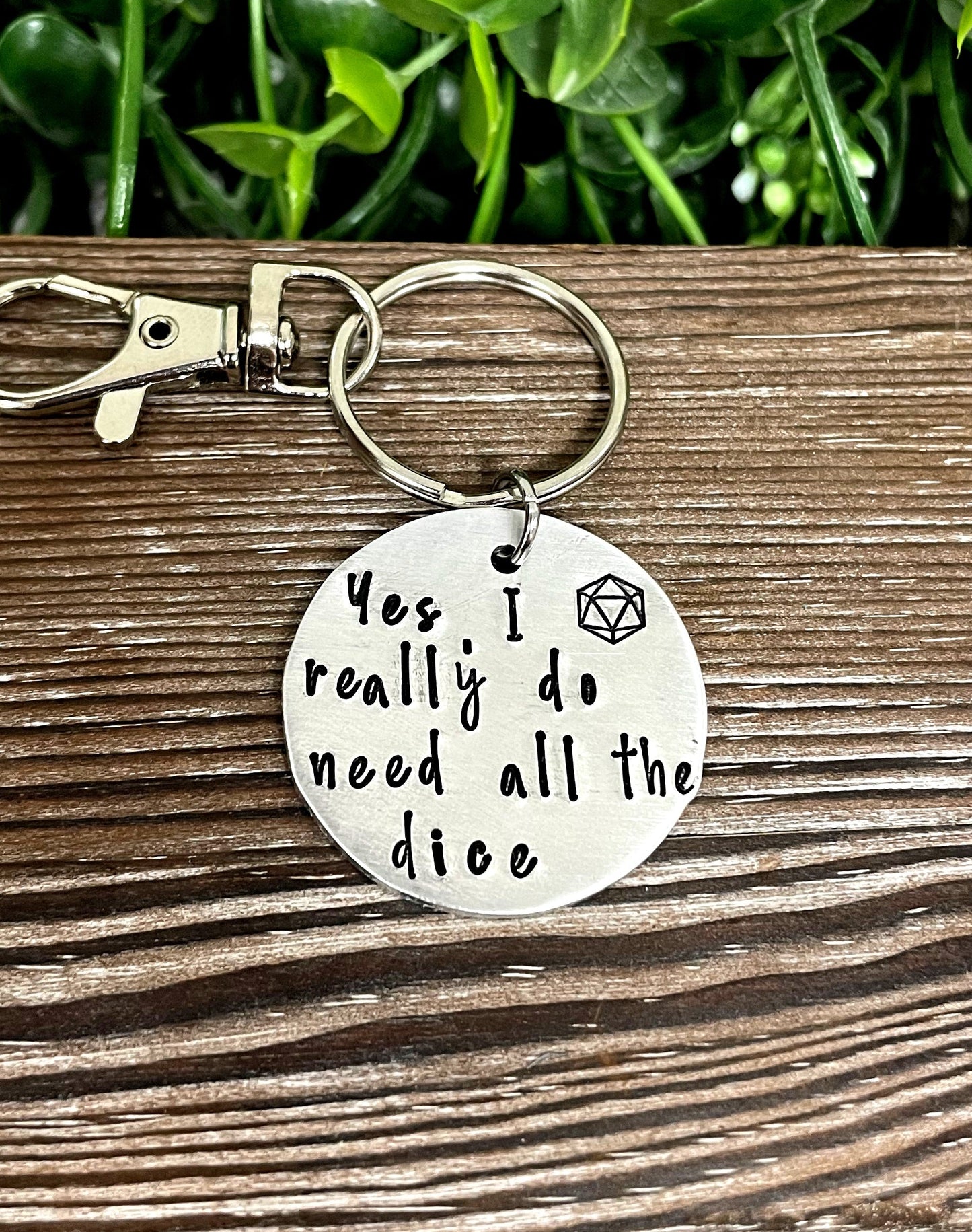 Dice Collector Hoarder Chance Gamer Dice Themed Hand Stamped Key Chain