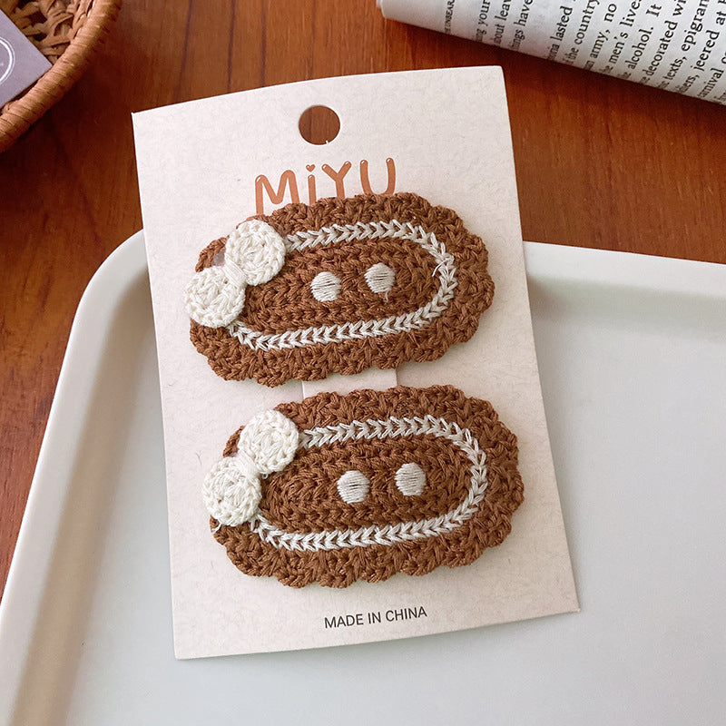 Knitted And Embroidered Hair Clip: Exquisite Handmade Hair Accessory