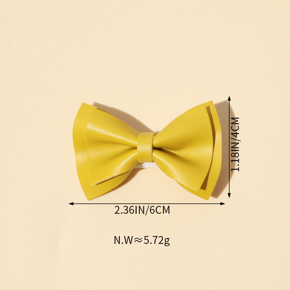Girls Plain Solid Color Bow Tie Hair Clips Handmade Cloth Accessory