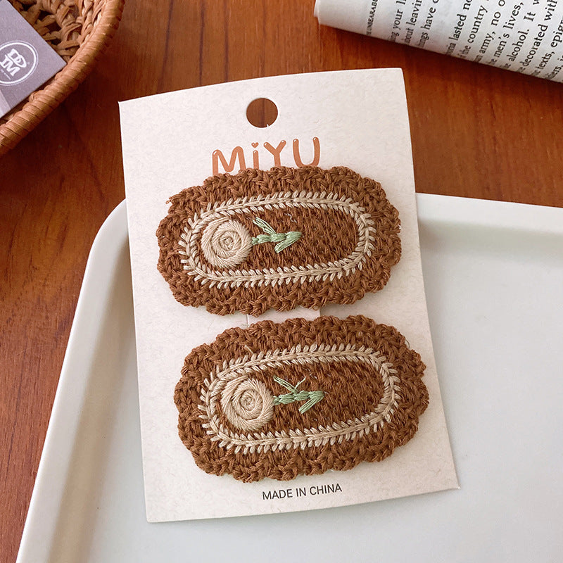 Knitted And Embroidered Hair Clip: Exquisite Handmade Hair Accessory