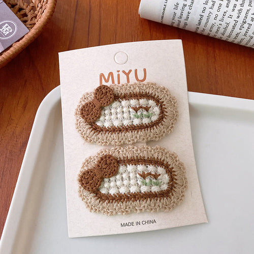 Knitted And Embroidered Hair Clip: Exquisite Handmade Hair Accessory
