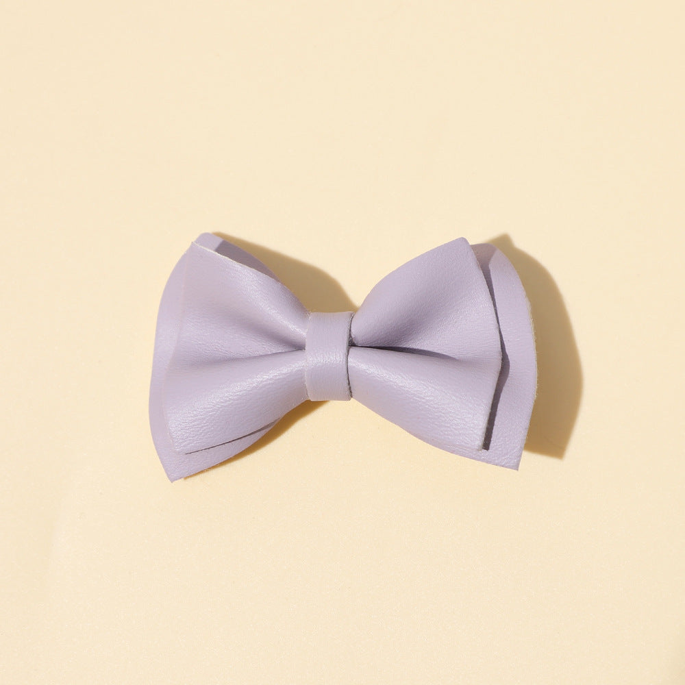 Girls Plain Solid Color Bow Tie Hair Clips Handmade Cloth Accessory