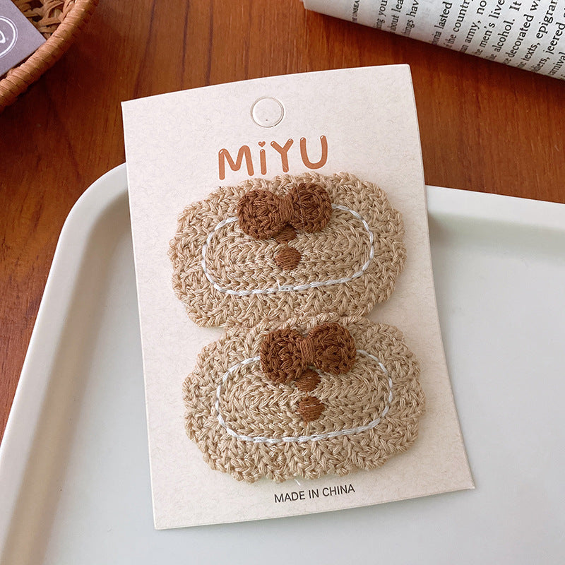 Knitted And Embroidered Hair Clip: Exquisite Handmade Hair Accessory