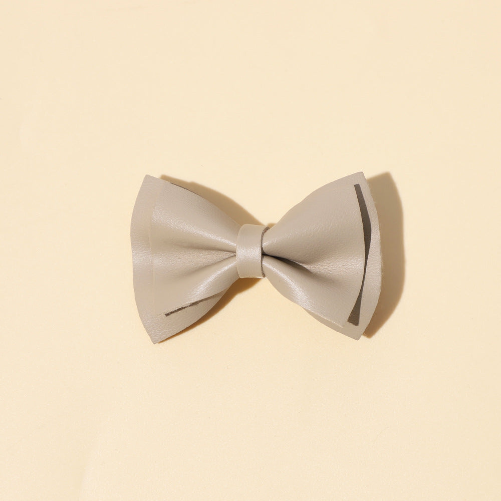 Girls Plain Solid Color Bow Tie Hair Clips Handmade Cloth Accessory